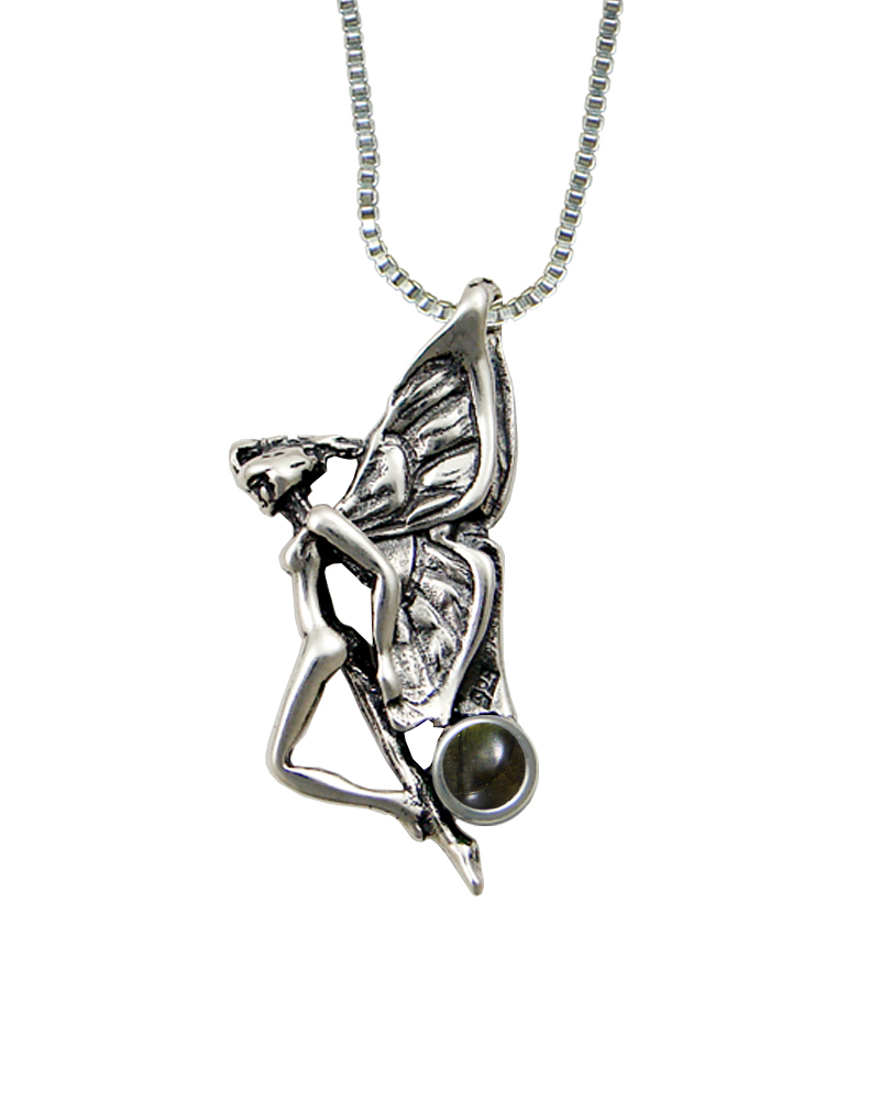 Sterling Silver Fairy of the Summer Sky Pendant With Spectrolite